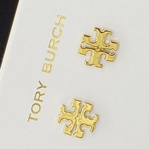 Tory Burch GOLD Small Logo Stud Earrings
